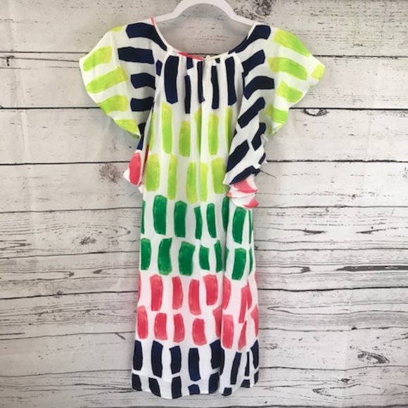 Crown & Ivy bright geometric ruffle shift dress - Picture 6 of 6